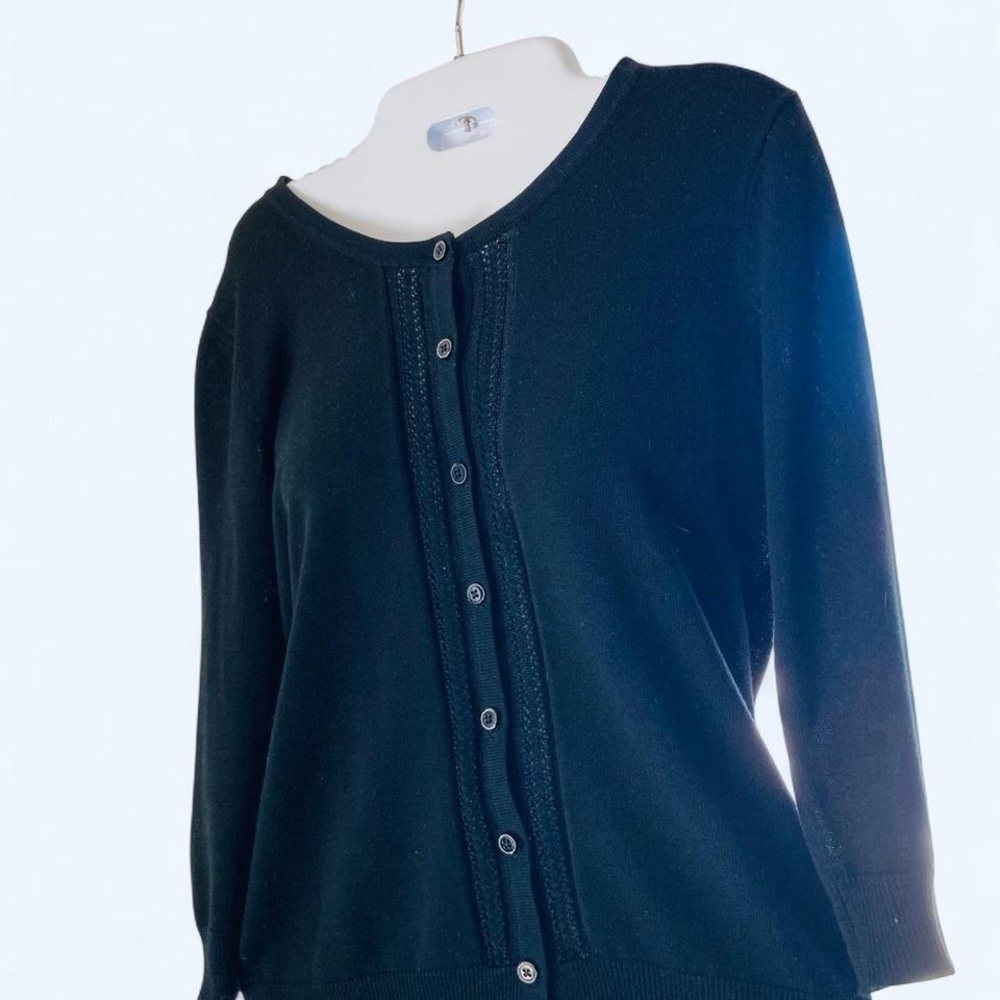 New York & Company Black Button-Up Cardigan S